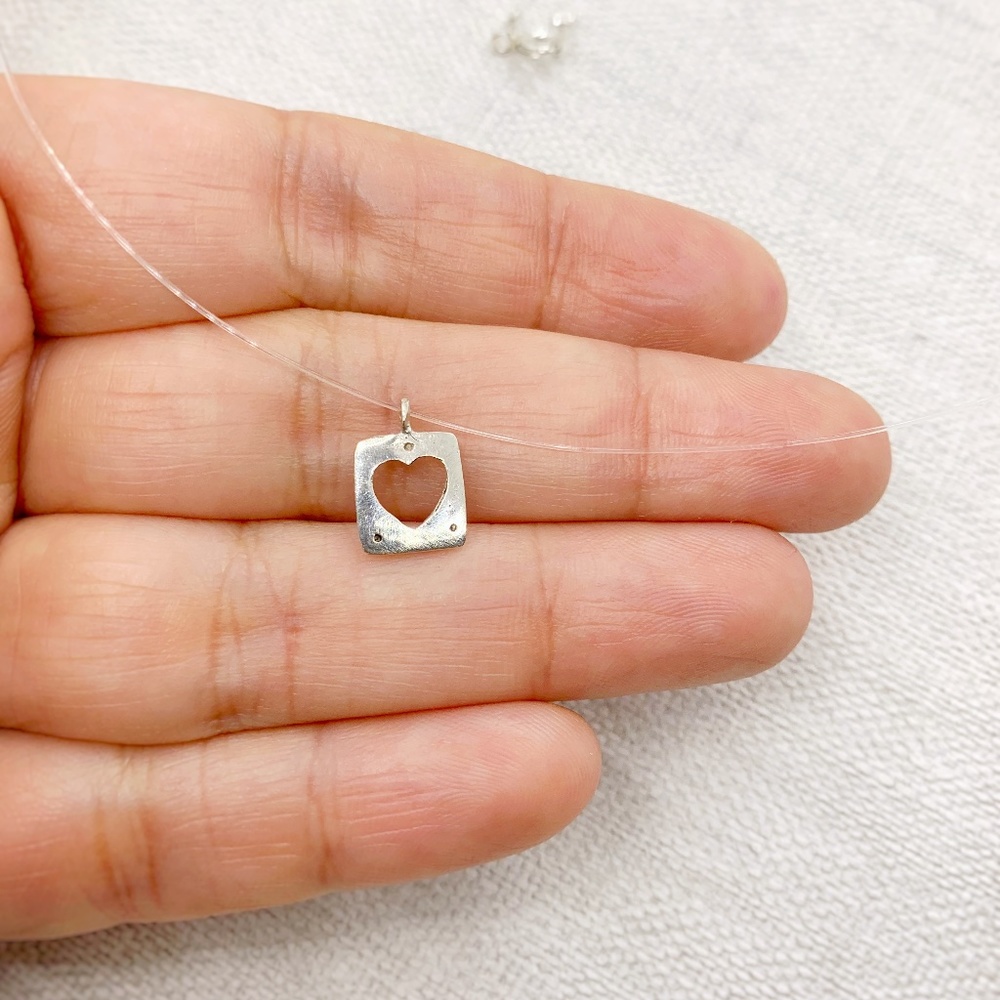 Nylon Choker necklace 925 SS Heart charm